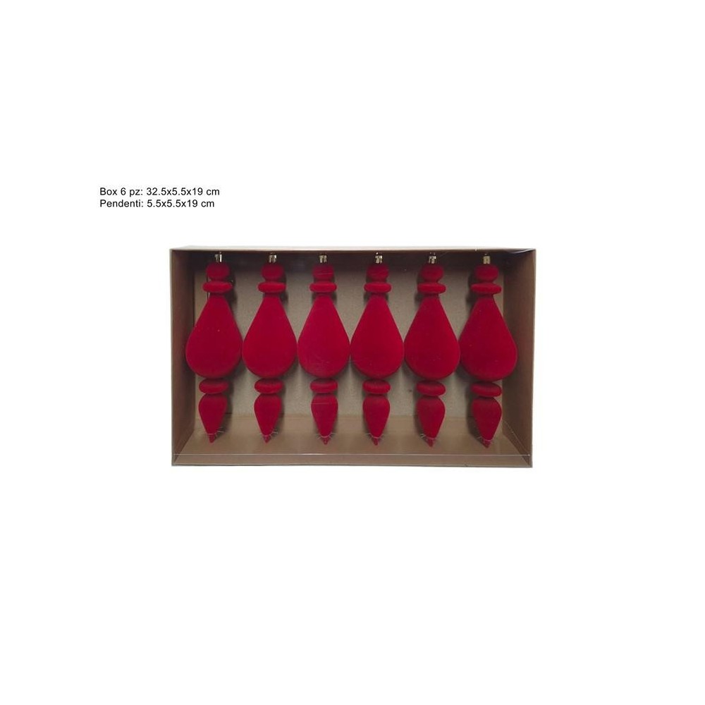 PENDENTI 19CM 6PZ. ROSSO VELLUTO